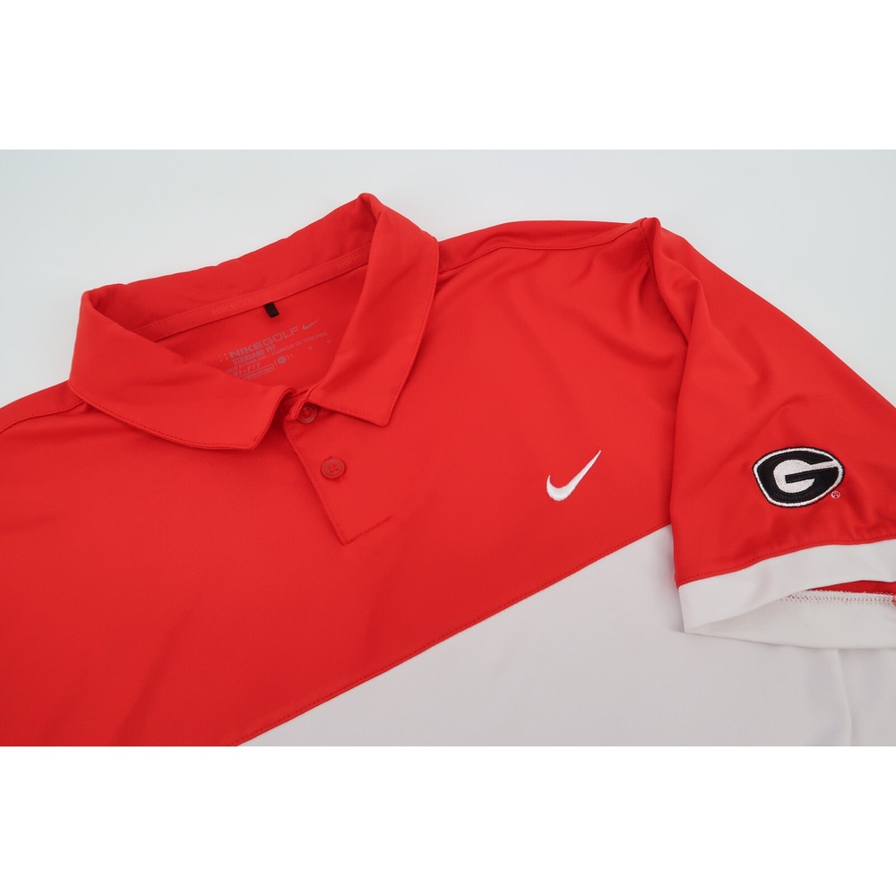 Nike Golf Georgia Bulldogs Mens Large Red Performance Dri-Fit‎ Polo Shirt